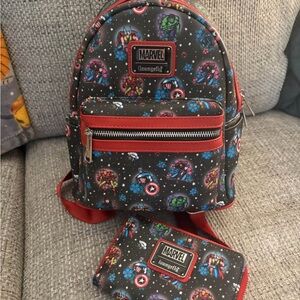 Loungefly Marvel Tattoo Edition Backpack and Wallet Set